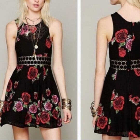 Free People black rose for and flare mini dress Vampire Diaries TV size 4 - Picture 12 of 12